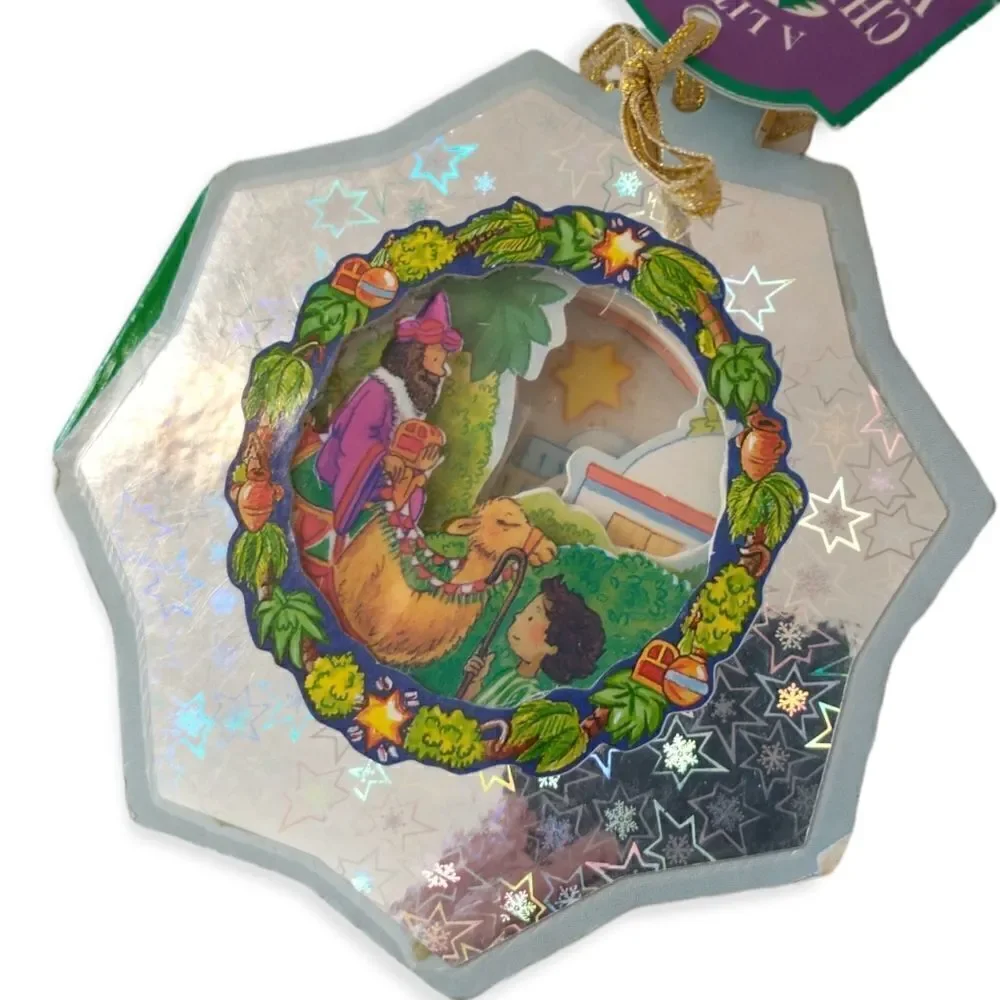 Vtg A Little Christmas Window Book Ornament The Star Nativity 1996 Metallic Kids